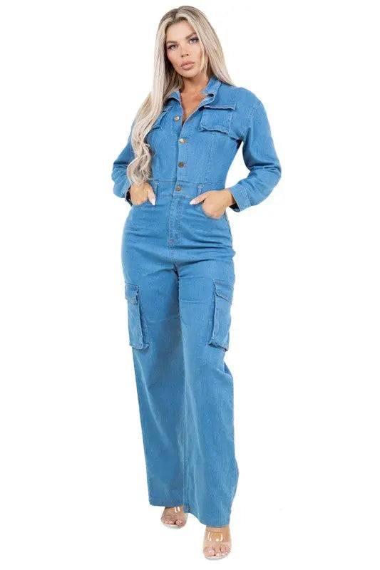 WOMEN FASHION DENIM JUMPSUIT BY CLAUDE