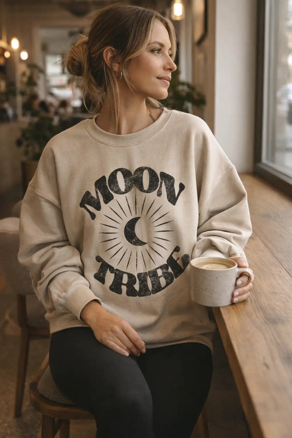 Lunar Essence Fleece Crew – Moon Tribe Graphic Sweatshirt Fitkitty Culture Athleisure Wear, Yoga Wear & Women's Clothing