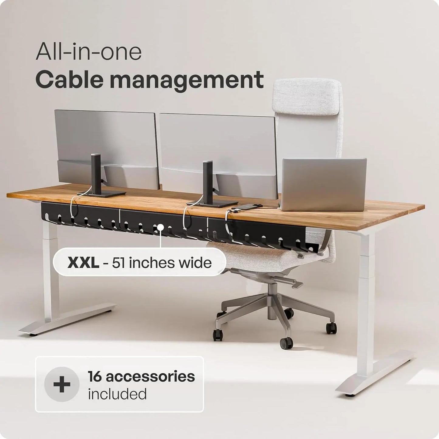 Cable Management under Desk for Easy Mounting Under-Table I Set of 3 - with 10X Cable Ties I Desk Organizer for Office/Home Office Table Thoughtful Cable Tray Holder