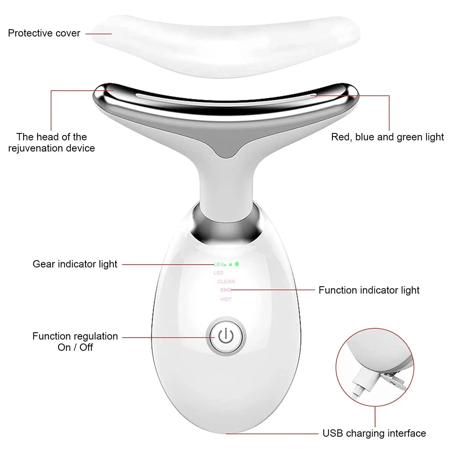 Firming Removal Device for Neck Face, Facial and Neck Massage Kit, Double Chin Reducer Vibration Massager for Skin Care,Improve, Firm, and Smooth, White