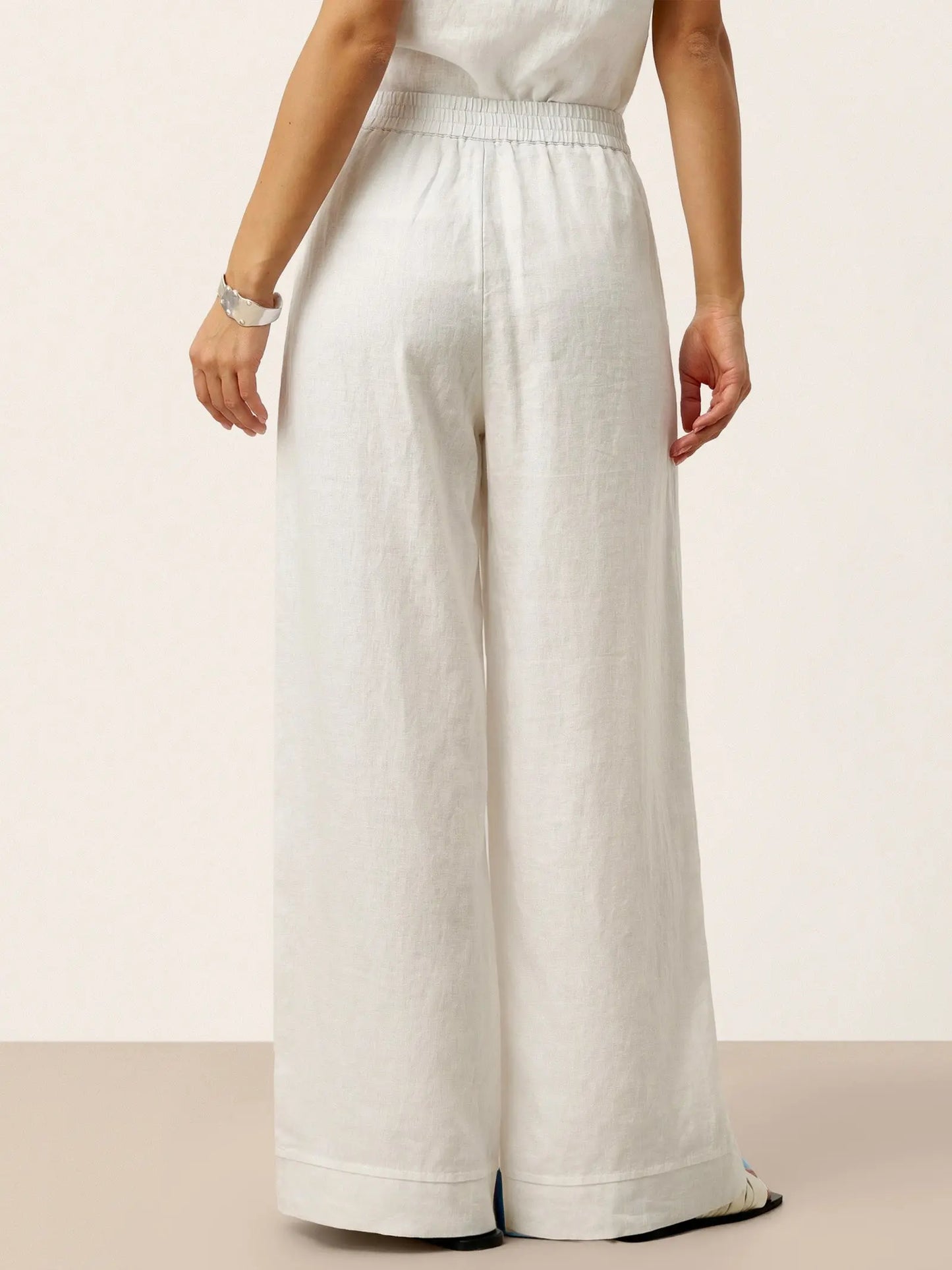 100% Linen Sculpted Pleat Elasticated Back Relaxed Pants VERIDIANA LINTICO