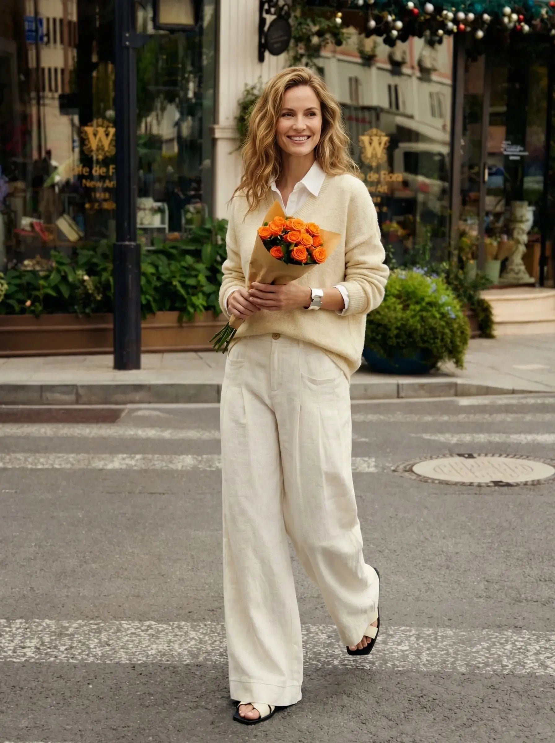 100% Linen Sculpted Pleat Elasticated Back Relaxed Pants VERIDIANA LINTICO