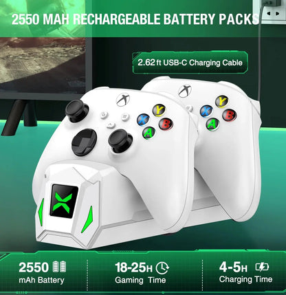 Dual Xbox Controller Charger with 2×5520Mwh Battery Packs for Xbox Series X|S/One/Elite