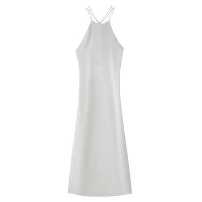 Women Clothing Products Back Decorative Satin Sling Dress Wanita Store
