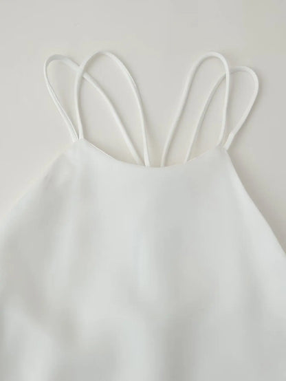Women Clothing Products Back Decorative Satin Sling Dress Wanita Store