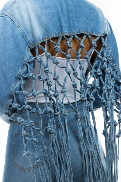 WOMEN FASHION DENIM CROP JACKET BY CLAUDE