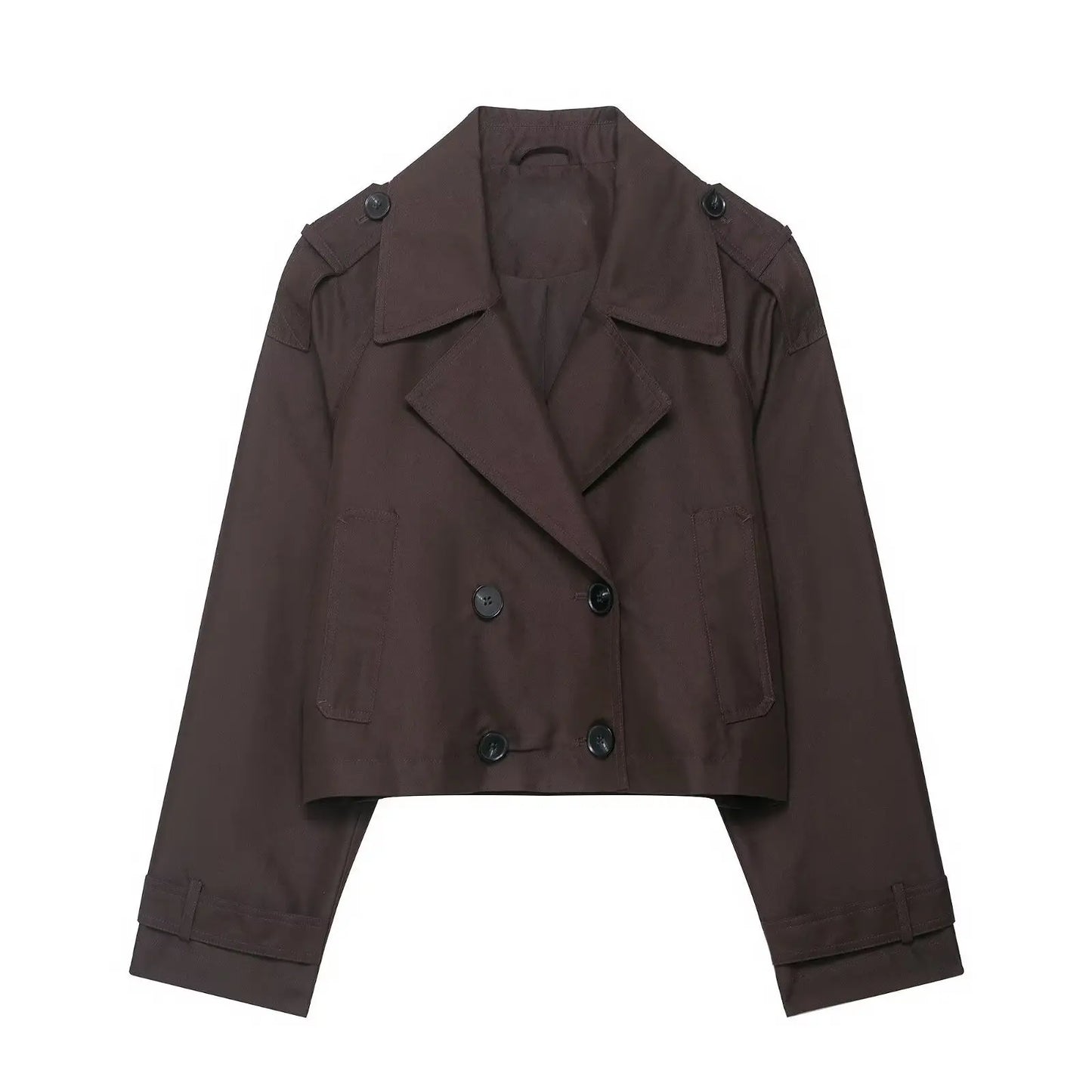 Women Clothing Top Product Casual Double Breasted Short Trench Coat Wanita Store