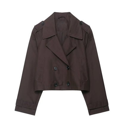 Women Clothing Top Product Casual Double Breasted Short Trench Coat Wanita Store
