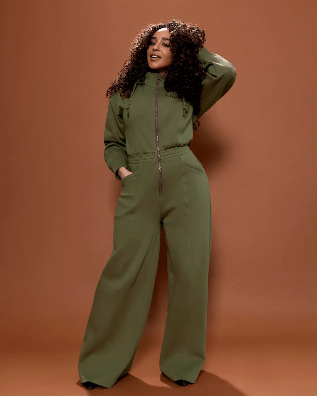 Green Satin Lined Jumpsuit KINApparel
