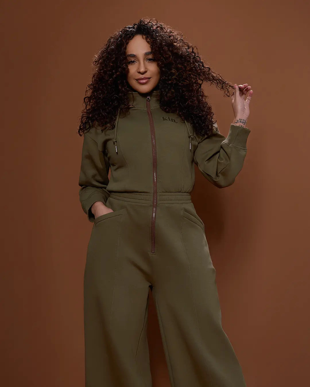 Green Satin Lined Jumpsuit KINApparel