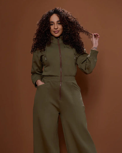 Green Satin Lined Jumpsuit KINApparel