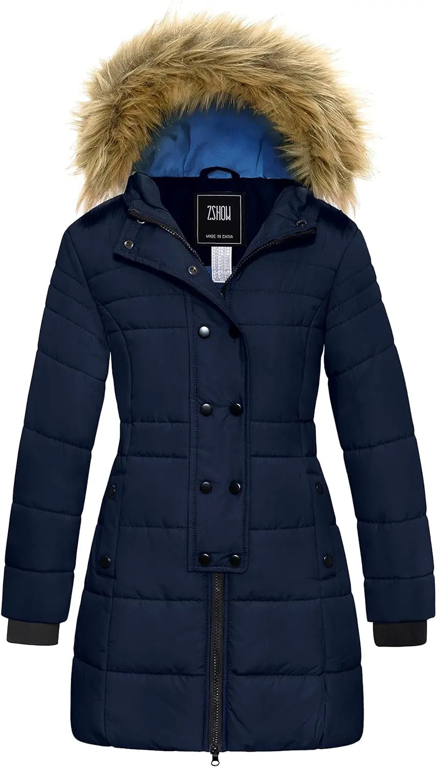 Girls' Long Winter Coat Waterproof Warm Puffer Jacket Hooded Snow Parka