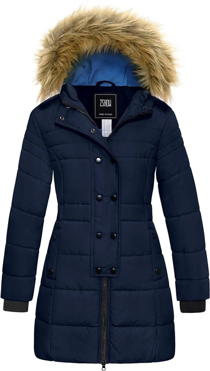 Girls' Long Winter Coat Waterproof Warm Puffer Jacket Hooded Snow Parka