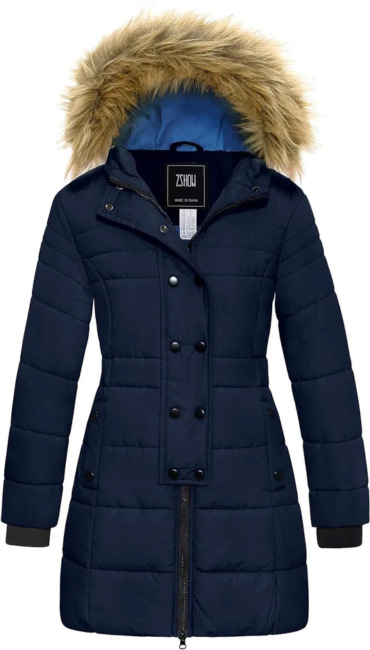 Girls' Long Winter Coat Waterproof Warm Puffer Jacket Hooded Snow Parka