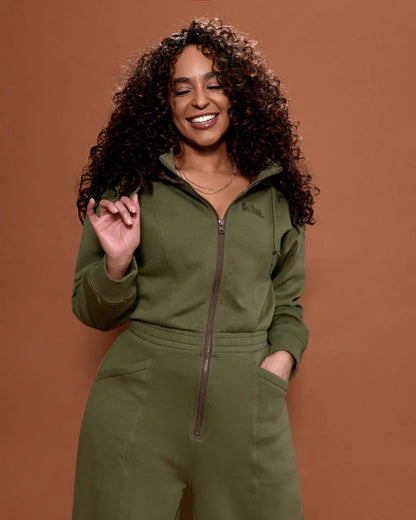 Green Satin Lined Jumpsuit KINApparel
