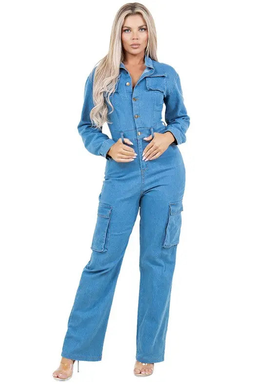 WOMEN FASHION DENIM JUMPSUIT BY CLAUDE