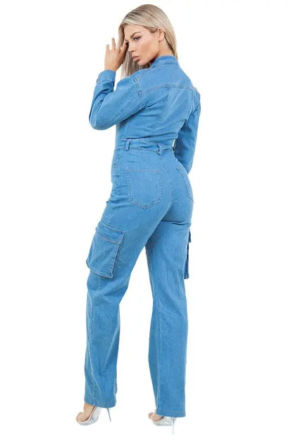WOMEN FASHION DENIM JUMPSUIT BY CLAUDE