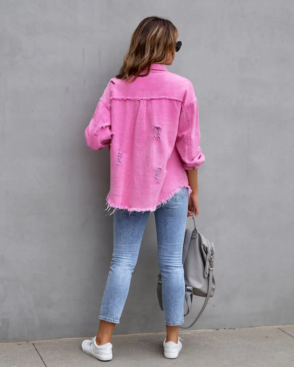 Fashion Ripped Shirt Jacket Female FitiqueFit