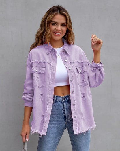 Fashion Ripped Shirt Jacket Female FitiqueFit