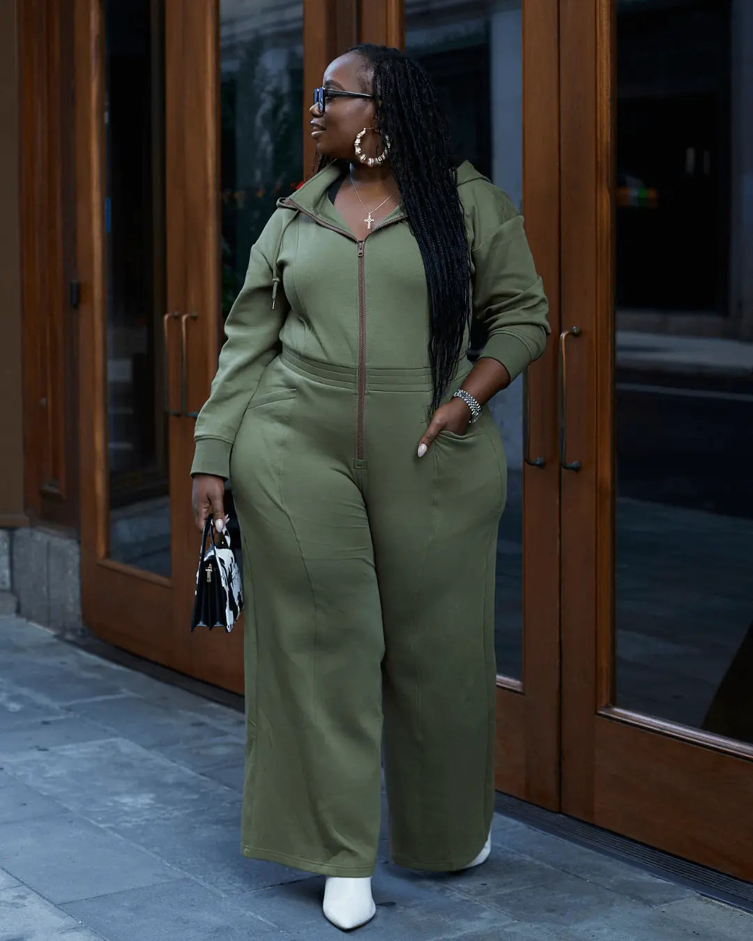 Green Satin Lined Jumpsuit KINApparel