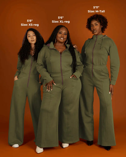 Green Satin Lined Jumpsuit KINApparel