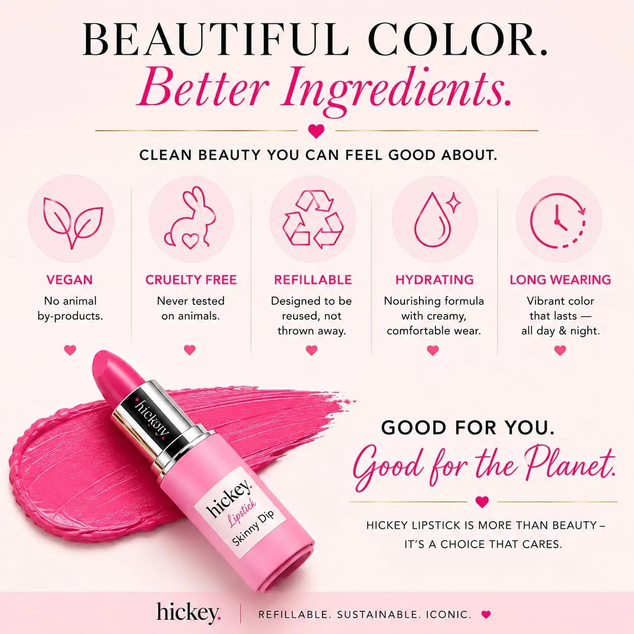 Lipstick Fashion Week Collection, 5 Piece Refill Set (Mile High, Birthday Suit, Walk of Shame, Beach Babe, Skinny Dip), Long Lasting Hydrating Lipstick for Women, Vegan & Gluten-Free