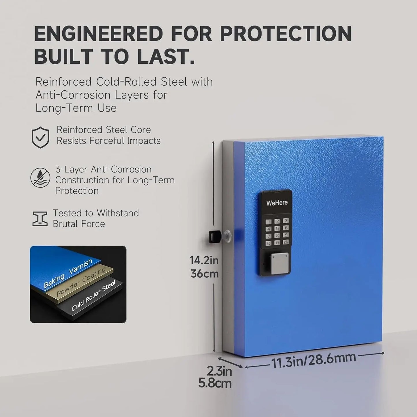 32-Key Smart Key Lock Box with Key Management App(Track Key Borrow/Return), Keypad, Bluetooth & Wifi Unlock (Sold Separately), Wall-Mount Commercial Key Cabinet for School, Rental, Office