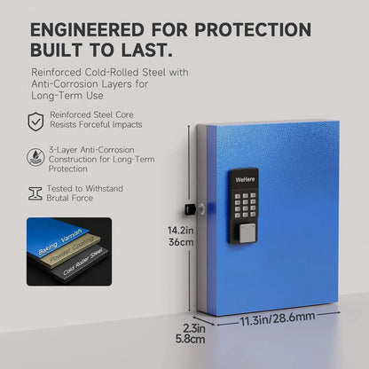 32-Key Smart Key Lock Box with Key Management App(Track Key Borrow/Return), Keypad, Bluetooth & Wifi Unlock (Sold Separately), Wall-Mount Commercial Key Cabinet for School, Rental, Office