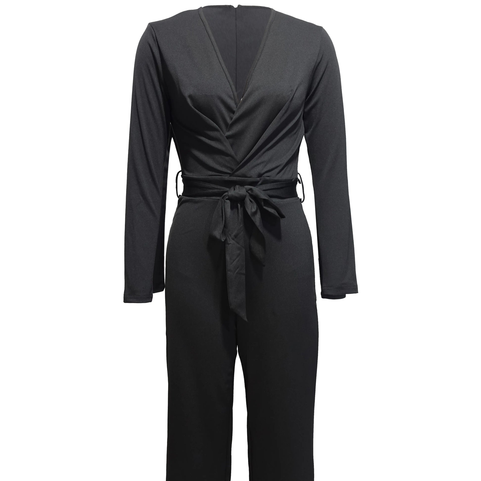 Ladies' Fashionable Slim Fit Sexy V-neck Long Sleeved Slimming Jumpsuit FitiqueFit