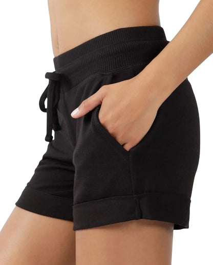 Womens Soft Sweat Shorts High Waisted Drawstring Lounge Shorts with Pockets