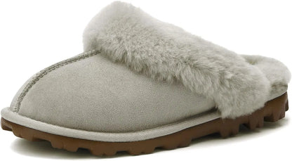 Women'S Genuine Australian Sheepskin Slippers, 18Mm Wool Pile, Memory Foam, Durable Anti-Slip EVA Sole