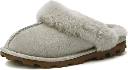 Women'S Genuine Australian Sheepskin Slippers, 18Mm Wool Pile, Memory Foam, Durable Anti-Slip EVA Sole