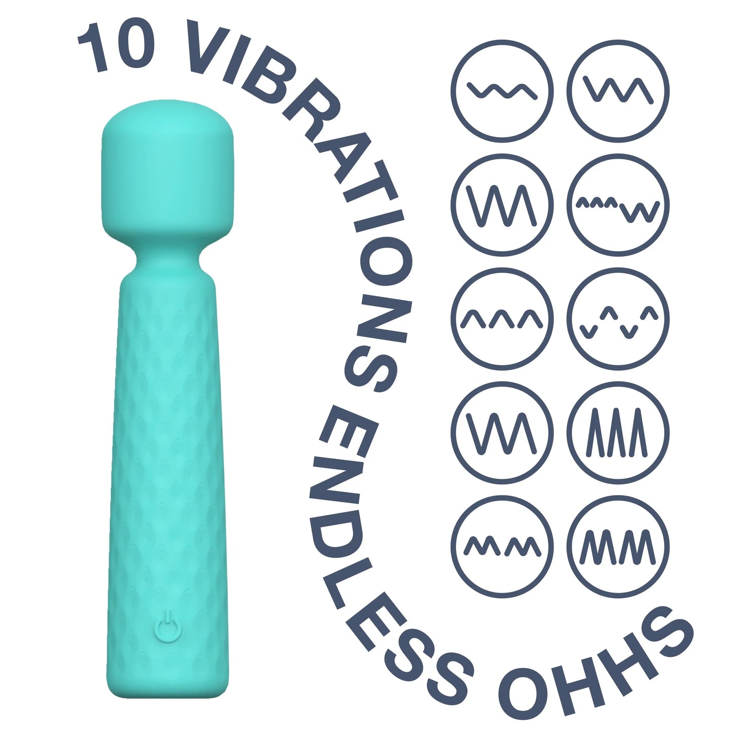 Vibrating Soft Touch Wand, 10 Vibration Settings, Waterproof