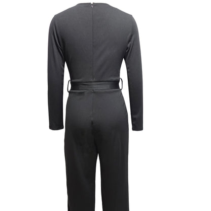 Ladies' Fashionable Slim Fit Sexy V-neck Long Sleeved Slimming Jumpsuit FitiqueFit
