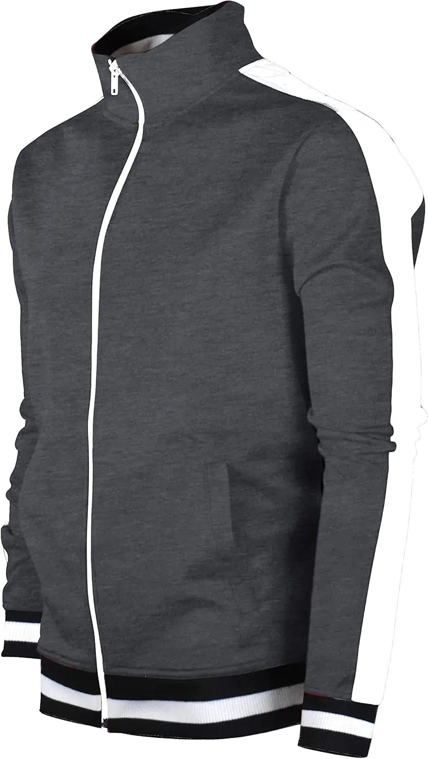 -TRACK JACKET Mens Urban Hip Hop Premium Track Jacket - Slim Fit Side Taping Sportswear Urbanwear Streetwear Top