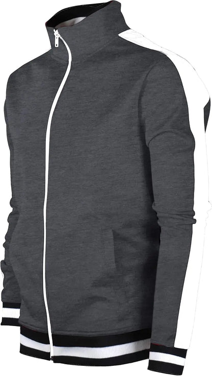 -TRACK JACKET Mens Urban Hip Hop Premium Track Jacket - Slim Fit Side Taping Sportswear Urbanwear Streetwear Top