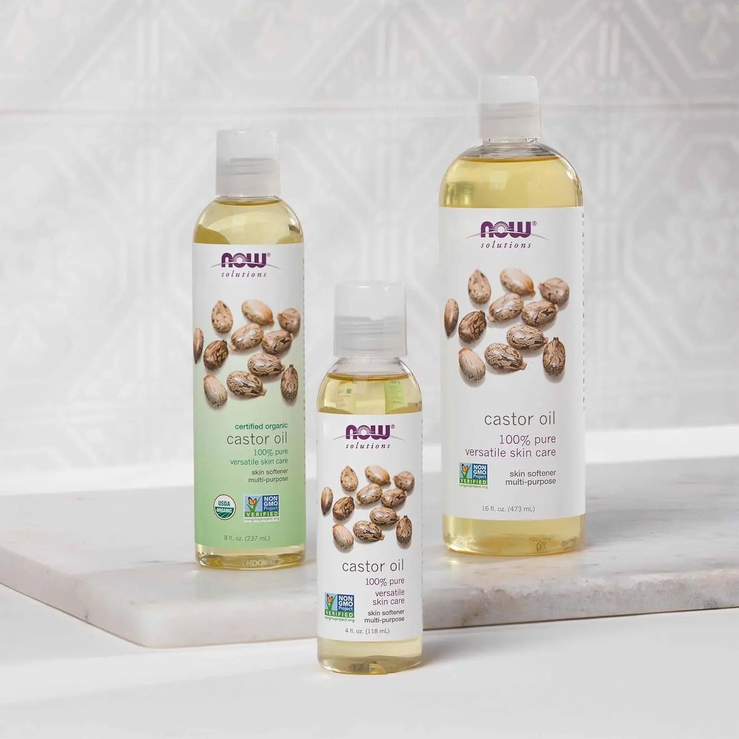 Solutions, Castor Oil, 100% Pure Versatile Skin Care, Multi-Purpose Skin Softener, 16-Ounce