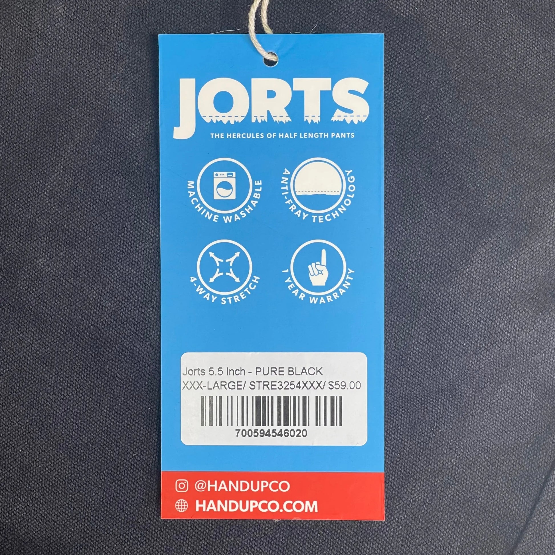 HANDUP APPAREL Jorts 5.5" XXXL Men's Pure Black STRE3254XXX PayWut