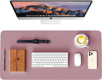 Leather Desk Pad Protector, Waterproof Mouse Pad, PU Desk Mat, Office Desk Cover, Desk Writing Mat for Office/Home/Work/Cubicle (Purple/Pink) 23.7X13.8 In