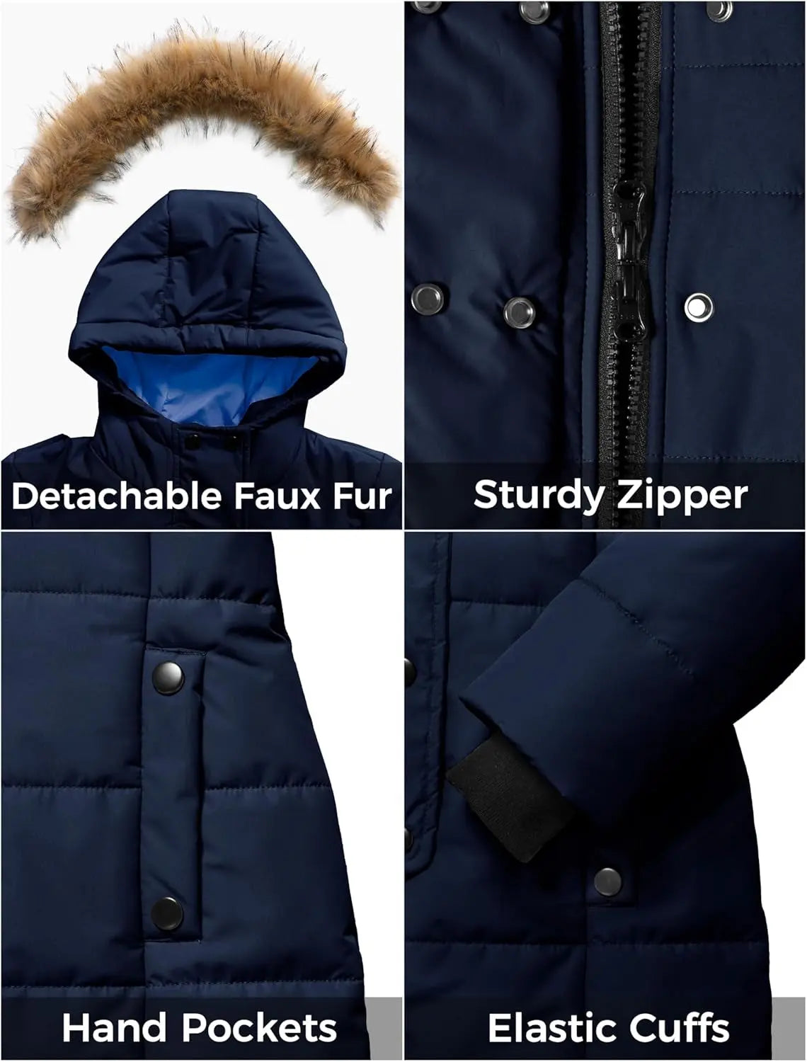 Girls' Long Winter Coat Waterproof Warm Puffer Jacket Hooded Snow Parka