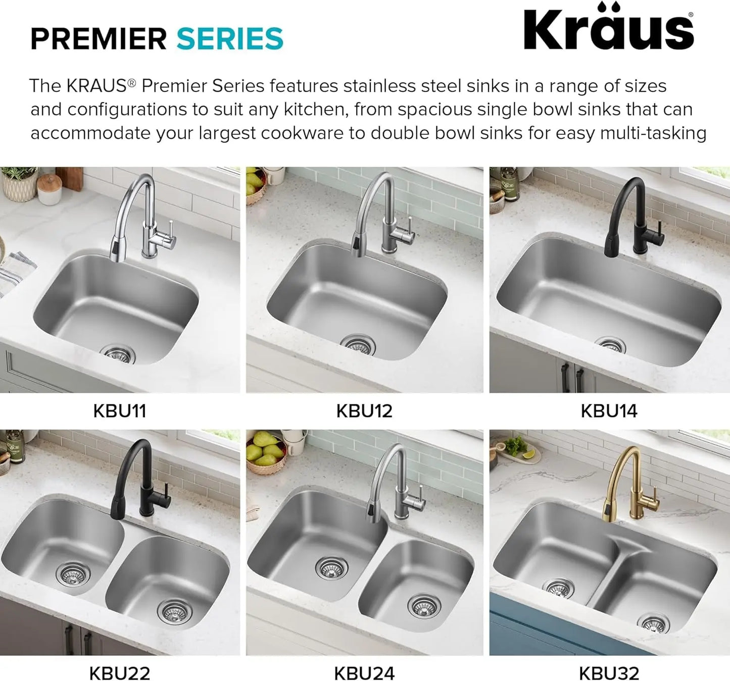 KRAUS Premier 32-Inch Undermount 50/50 Double Bowl 18-Gauge Stainless Steel Kitchen Sink with Strainers (X2), KBU22