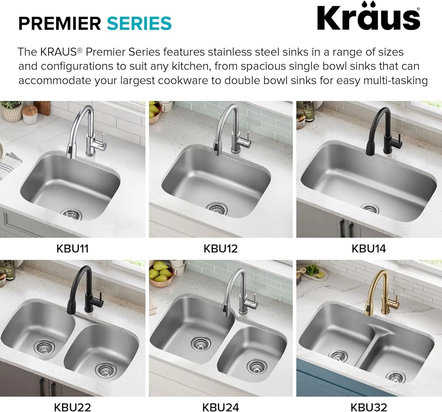 KRAUS Premier 32-Inch Undermount 50/50 Double Bowl 18-Gauge Stainless Steel Kitchen Sink with Strainers (X2), KBU22