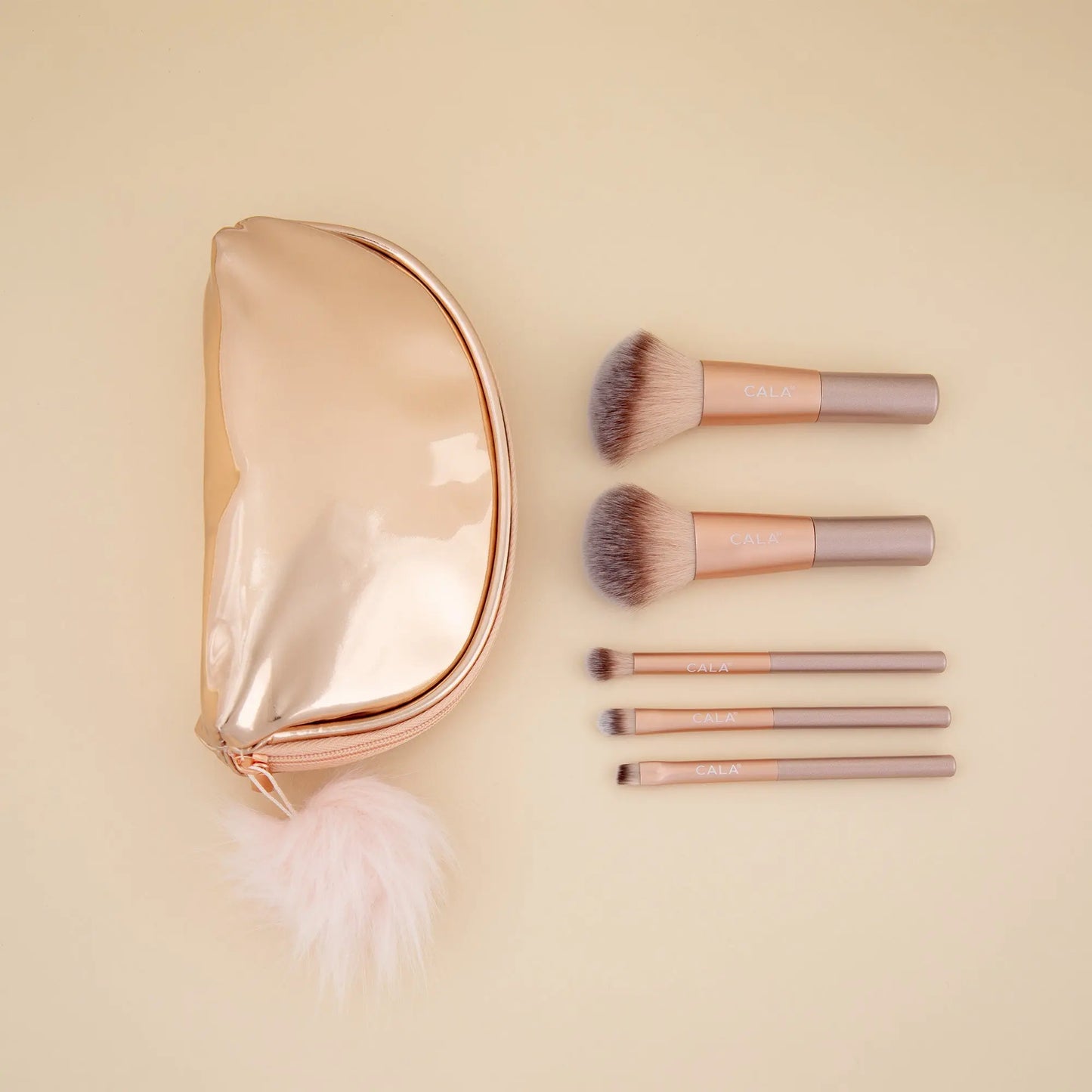 Cala&reg; Icon Gold Make Up Face & Eye Brush Travel Set GreaterGood