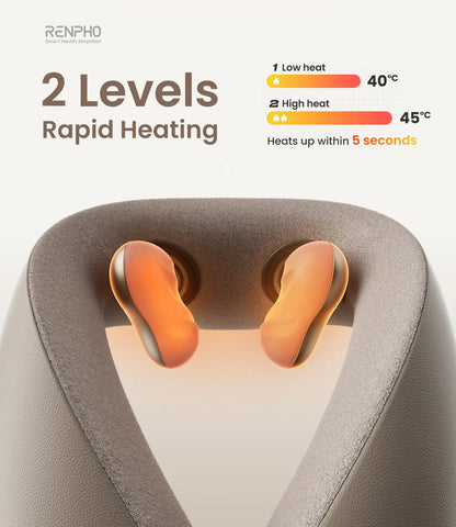 Shiatsu Neck and Shoulder Massager with 2 Levels Heat, Cordless Deep Tissue Massage with Music Playable Bluetooth