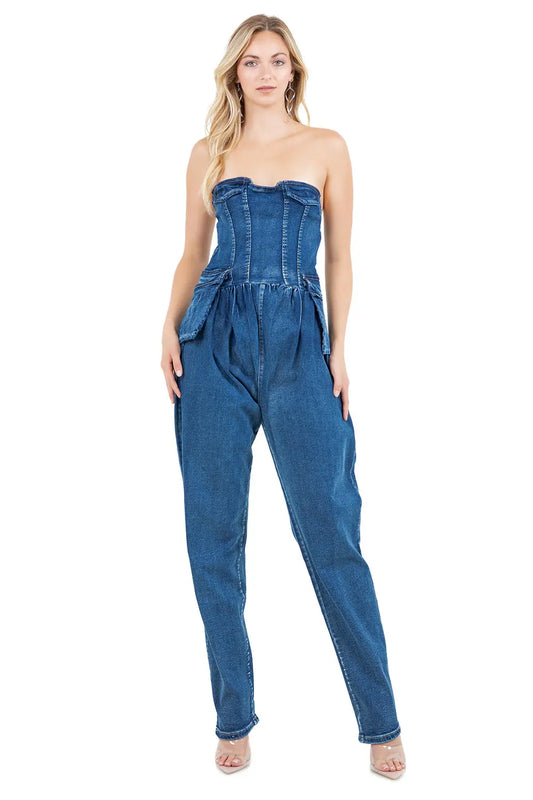 WOMEN FASHION DENIM JUMPSUIT BY CLAUDE
