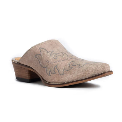 Myra El Paso Ivory Embroidered Mules for Women Pointed Toe, Low Block Heel Western Leather Shoes Myra USA