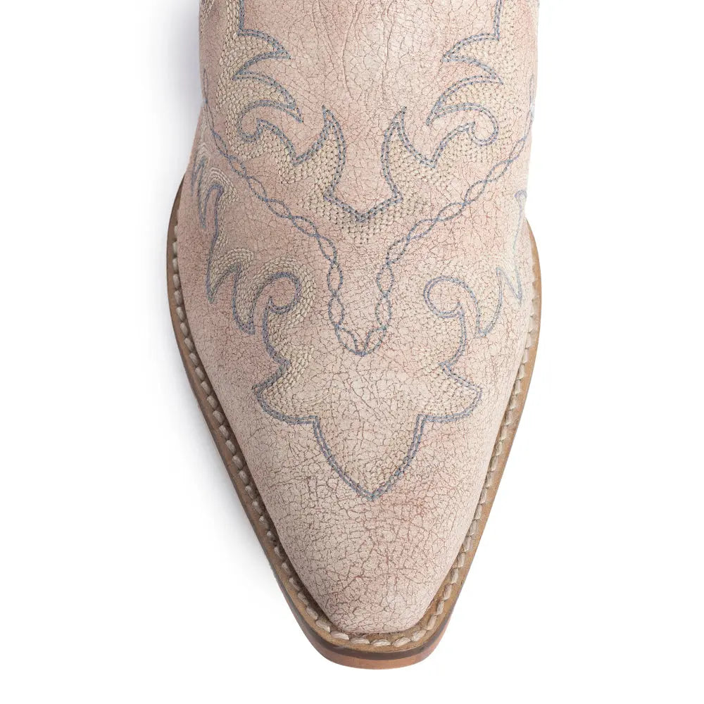 Myra El Paso Ivory Embroidered Mules for Women Pointed Toe, Low Block Heel Western Leather Shoes Myra USA