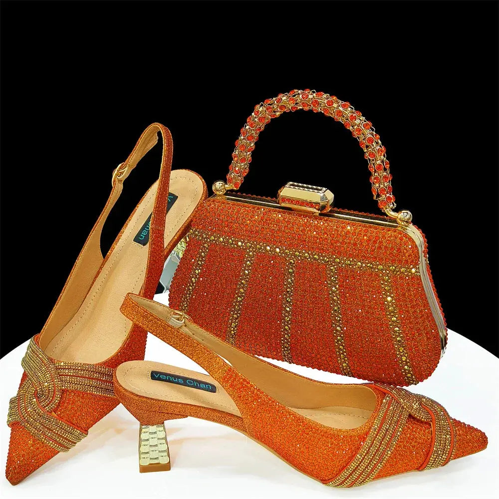 Women's Shoes and Bag Set with Rhinestone ED129 EdleessFashion