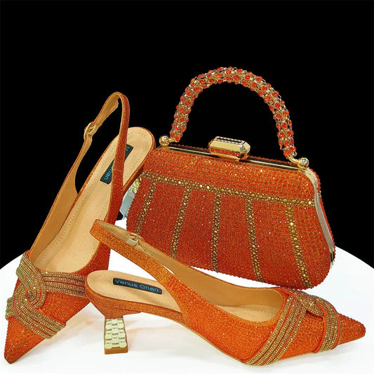 Women's Shoes and Bag Set with Rhinestone ED129 EdleessFashion
