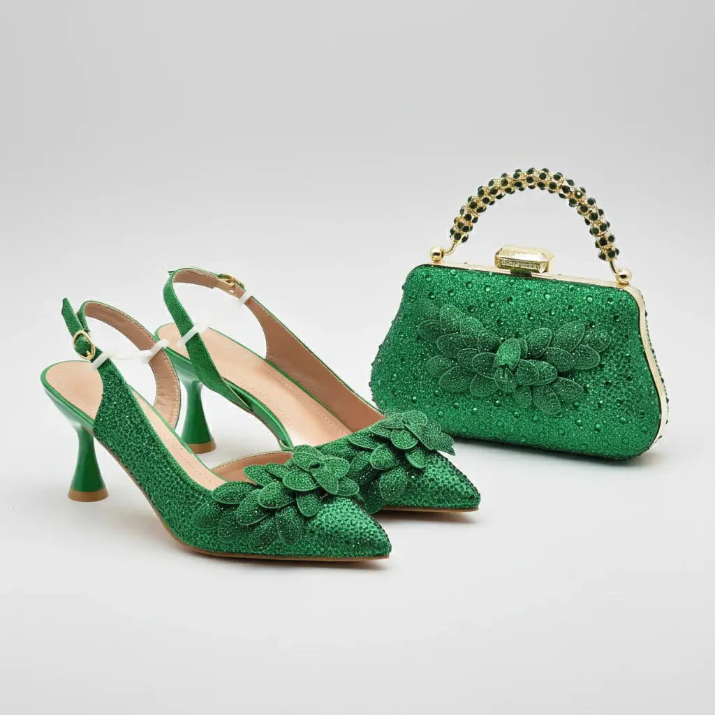Women's Wedding Pointed Toe Shoes and Bag Set- ED123 EdleessFashion